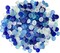 Flat Marbles Vase Filler - 3 Lb (315 pcs) Cobalt Aqua & White Glass Pebble Vase - Clear Glass Stones for Vases - Flat Glass Marble for craft and Home décor - Aquarium Glass Marble filler
